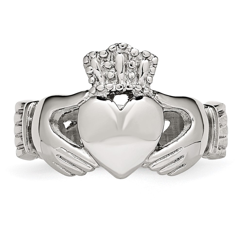 Stainless Steel Polished Braided Claddagh Ring