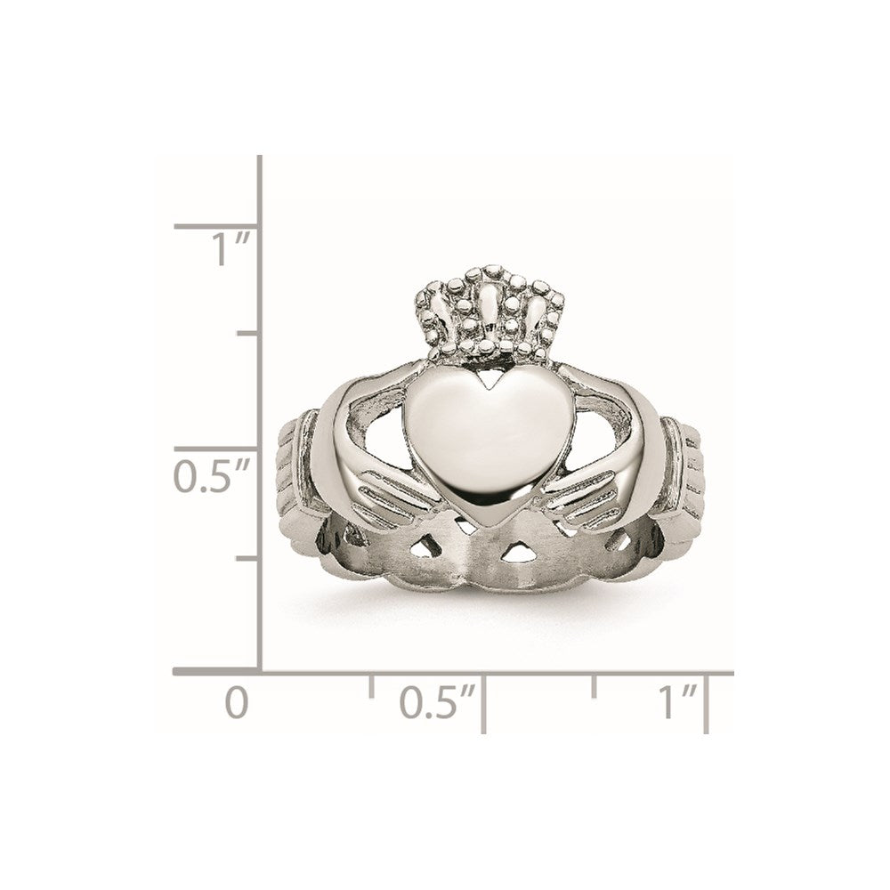 Stainless Steel Polished Braided Claddagh Ring