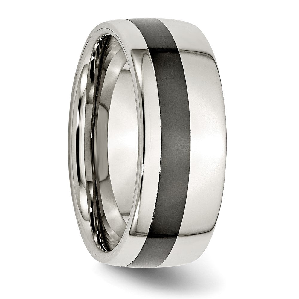 Stainless Steel Polished Black Ceramic Inlay 9mm Band