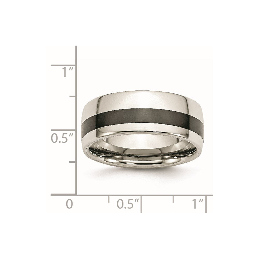 Stainless Steel Polished Black Ceramic Inlay 9mm Band