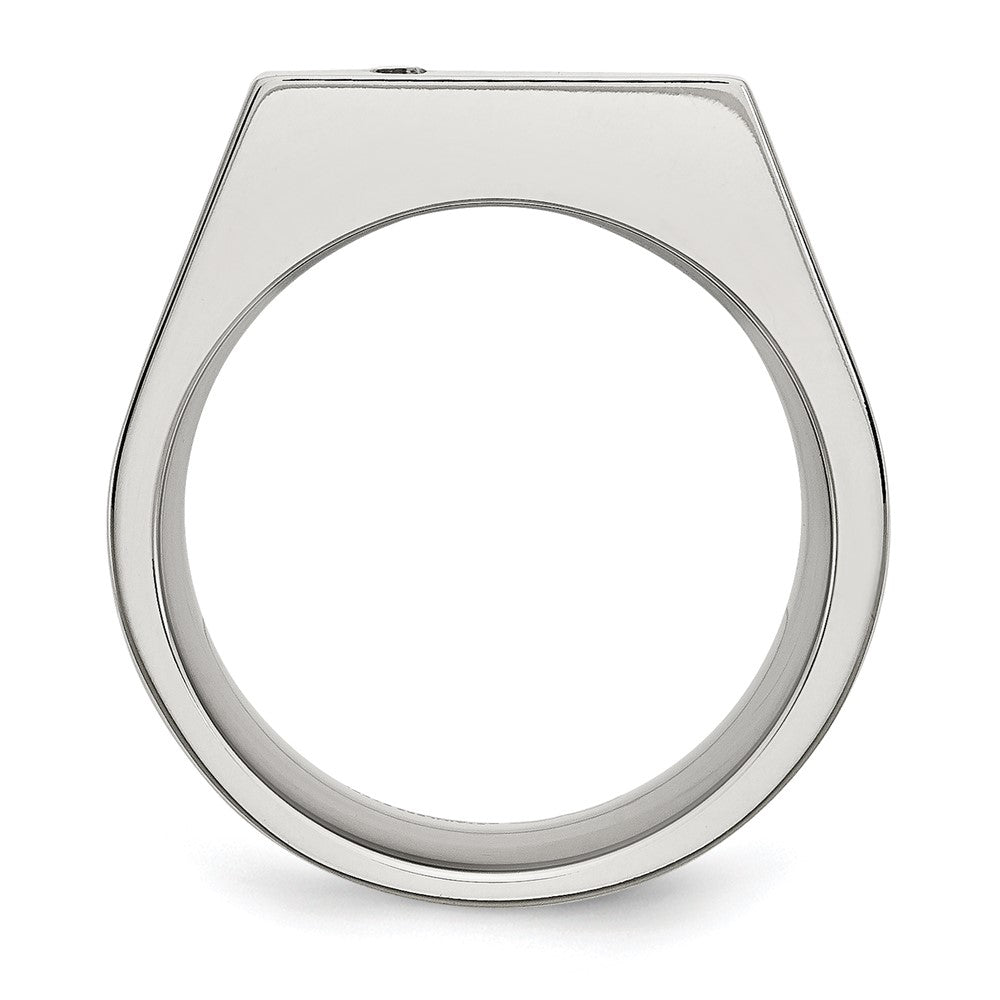 Chisel Stainless Steel Polished CZ Signet Ring