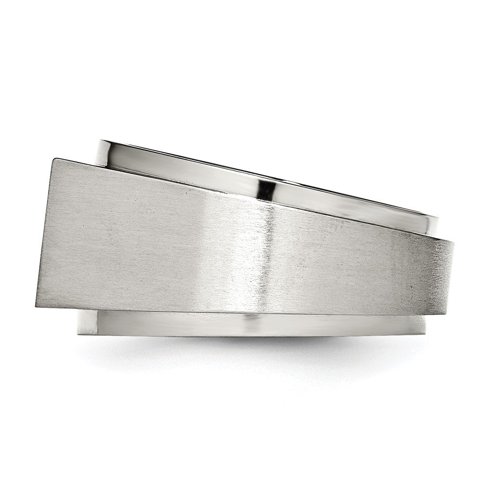 Chisel Stainless Steel Brushed and Polished CZ Signet Ring