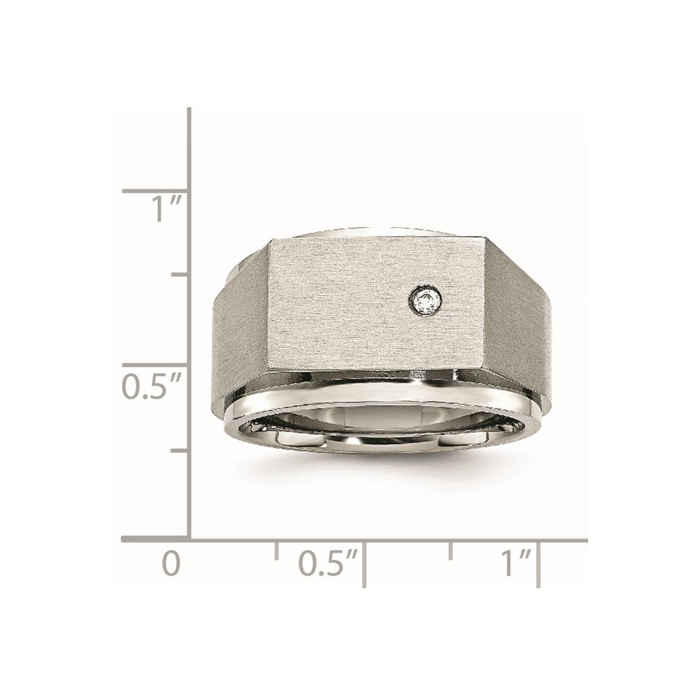 Chisel Stainless Steel Brushed and Polished CZ Signet Ring