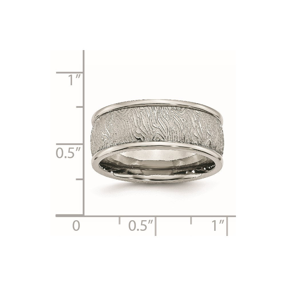 Chisel Stainless Steel Polished and Textured 9mm Rounded Edge Band