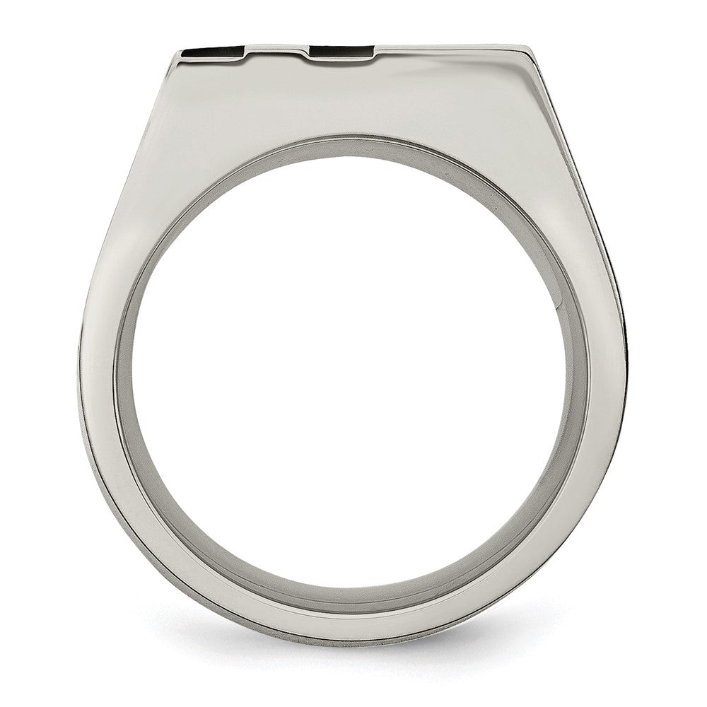 Chisel Stainless Steel Brushed Black IP-plated with CZ Signet Ring