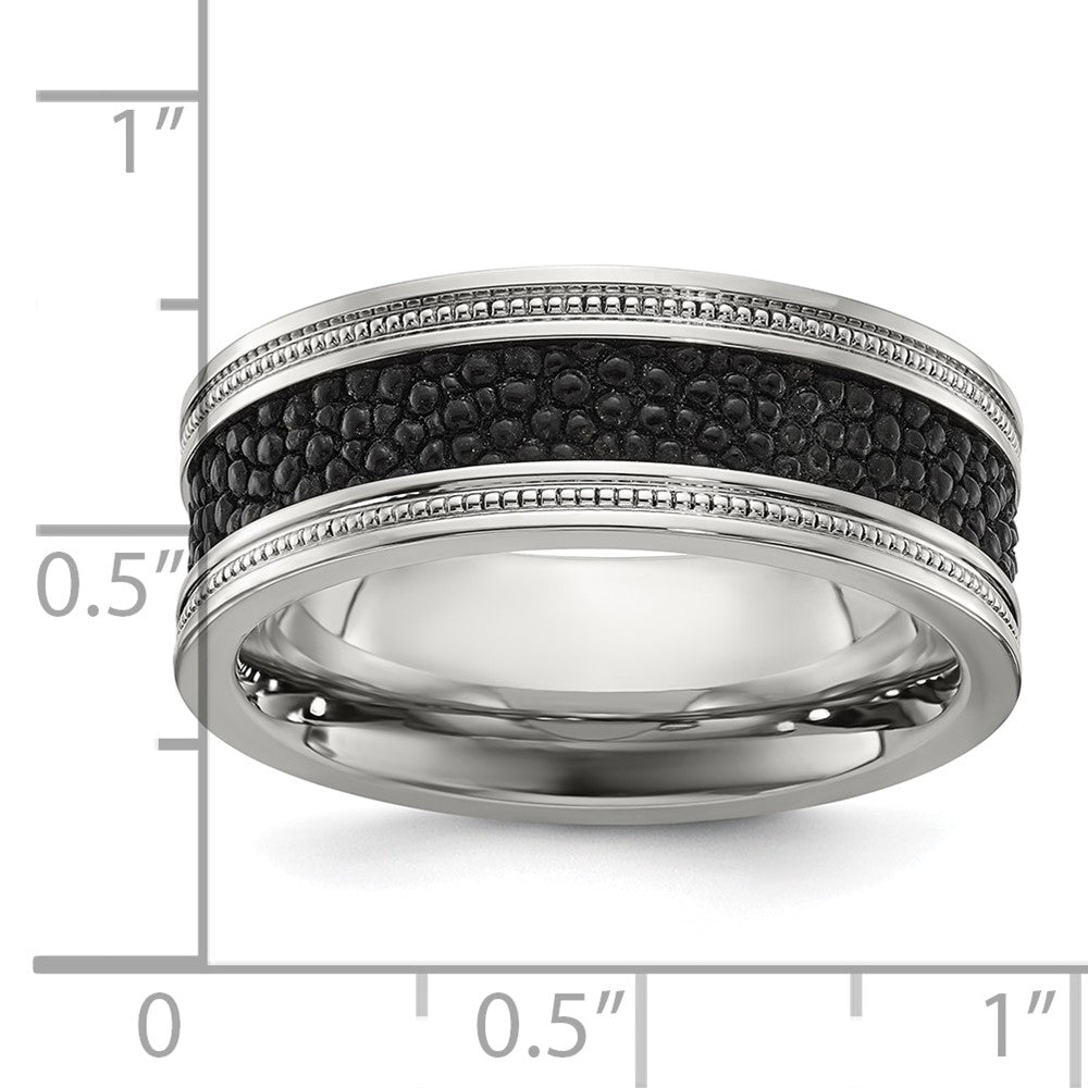 Chisel Stainless Steel Polished with Genuine Stingray Textured 8mm Band