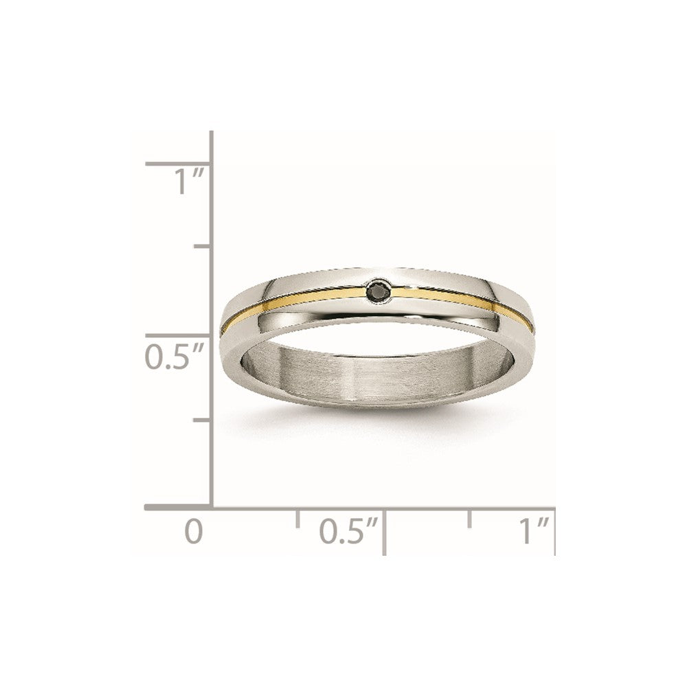 Stainless Steel Polished Yellow IP-plated .025pt. Diamond 4mm Band