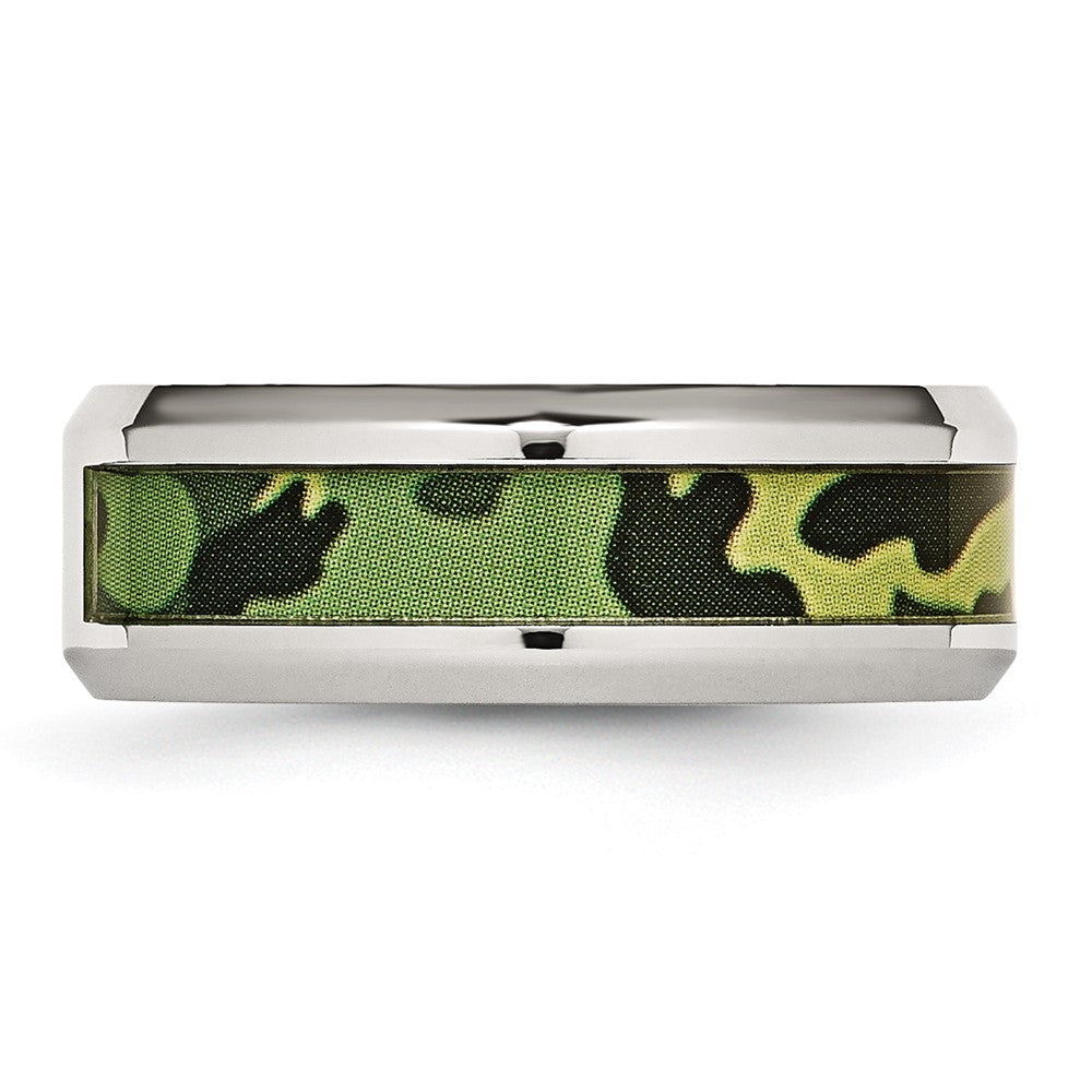 Chisel Stainless Steel Polished Camouflage .03 Carat Diamond 8mm Band