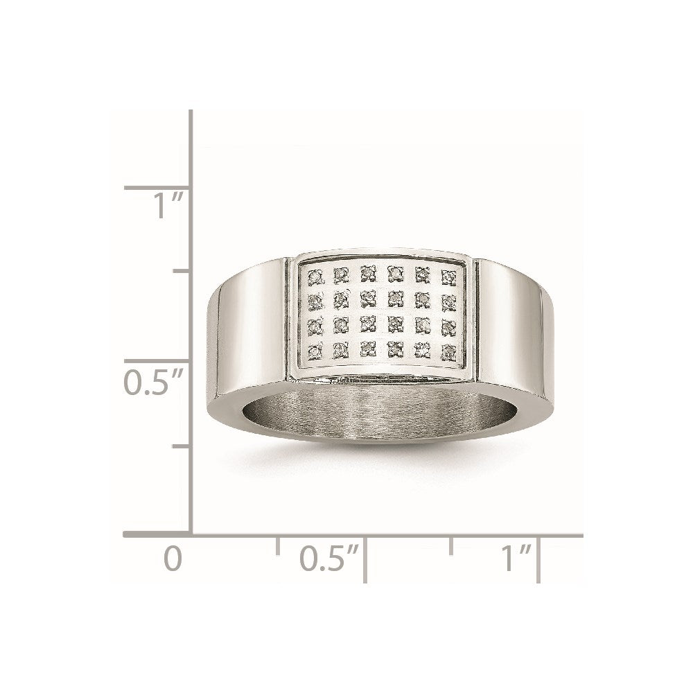 Chisel Stainless Steel Polished 1/10 Carat Diamond 9.5mm Band