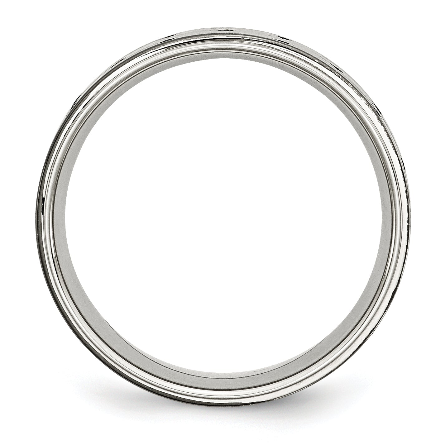 Stainless Steel Polished Black IP-plated 8mm Grooved Ring SR420