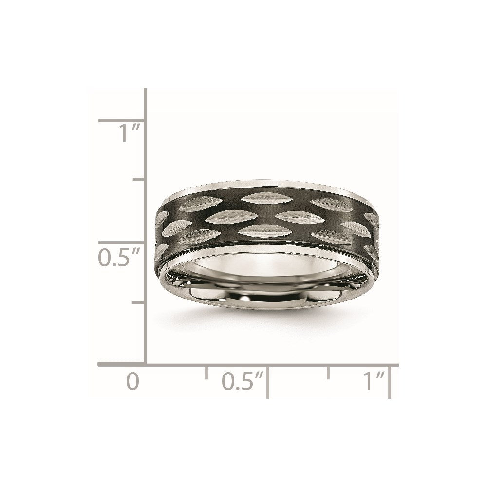 Stainless Steel Polished Black IP-plated 8mm Grooved Band