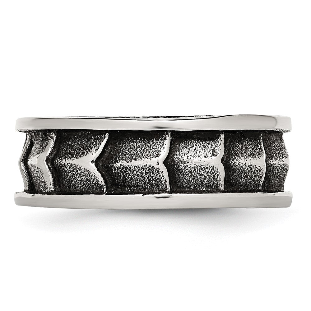 Chisel Stainless Steel Polished and Antiqued 9mm Band