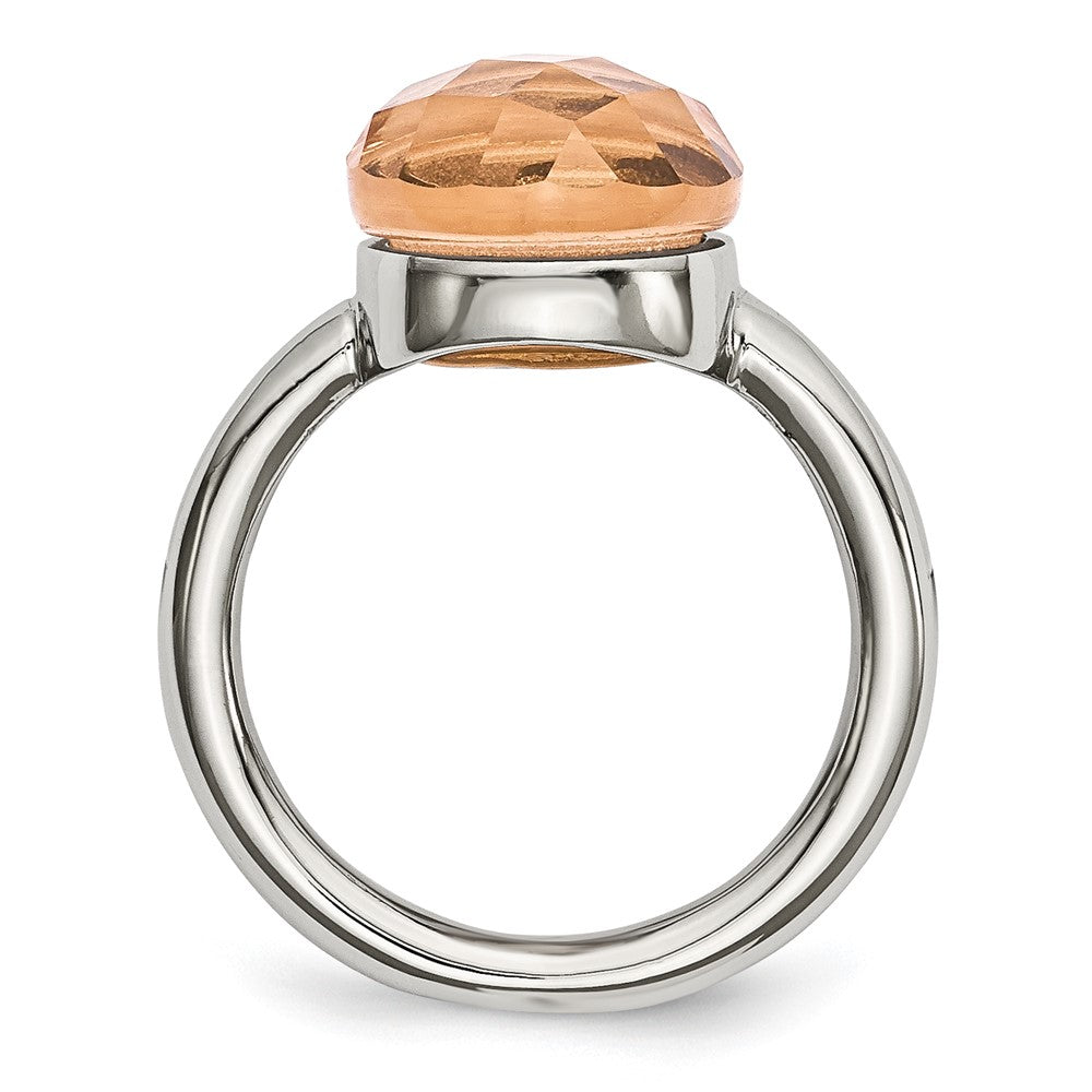 Stainless Steel Polished Champagne Glass Ring