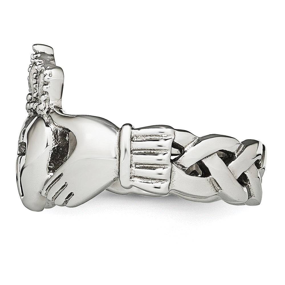 Chisel Stainless Steel Polished Claddagh with Cross Ring