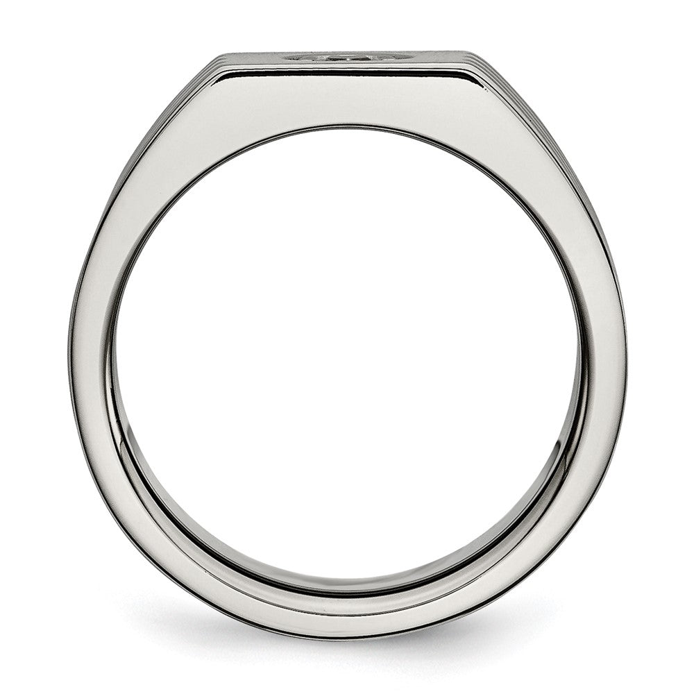 Chisel Stainless Steel Polished with CZ Ring