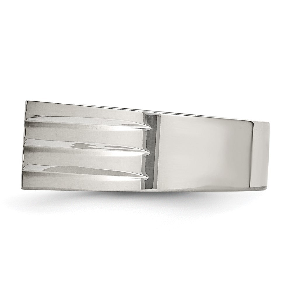 Chisel Stainless Steel Polished with CZ Ring