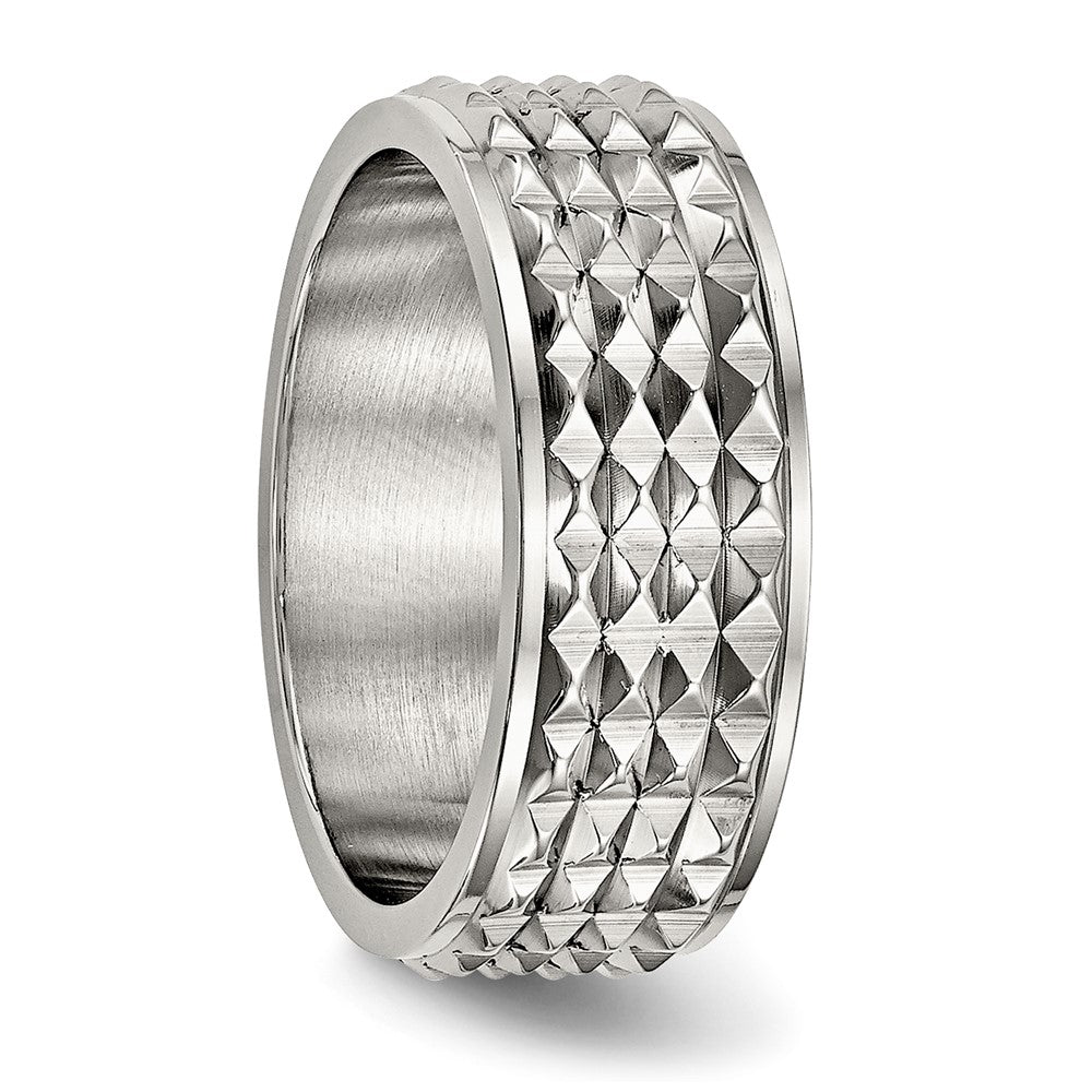 Chisel Stainless Steel Polished 8mm Studded Band