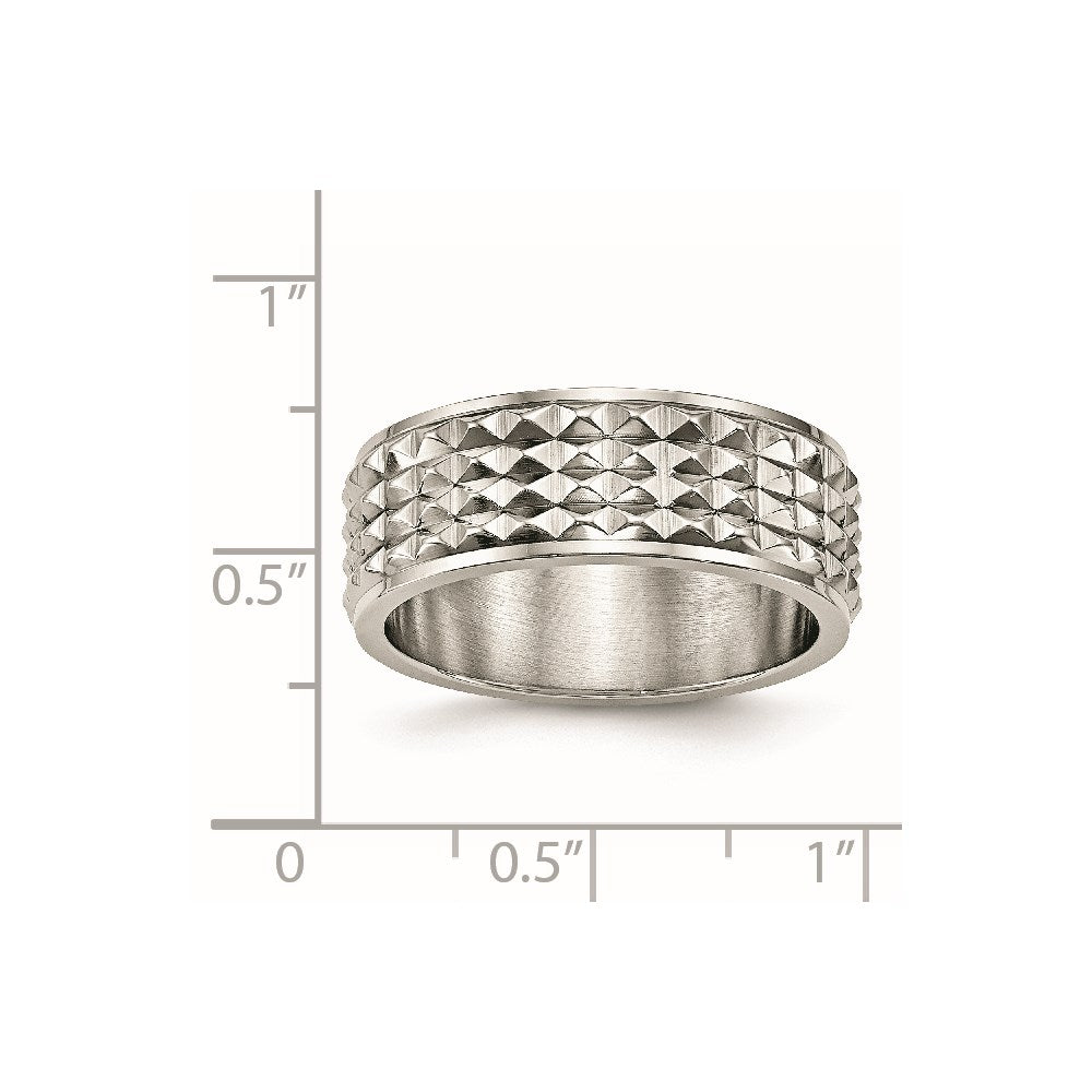 Chisel Stainless Steel Polished 8mm Studded Band