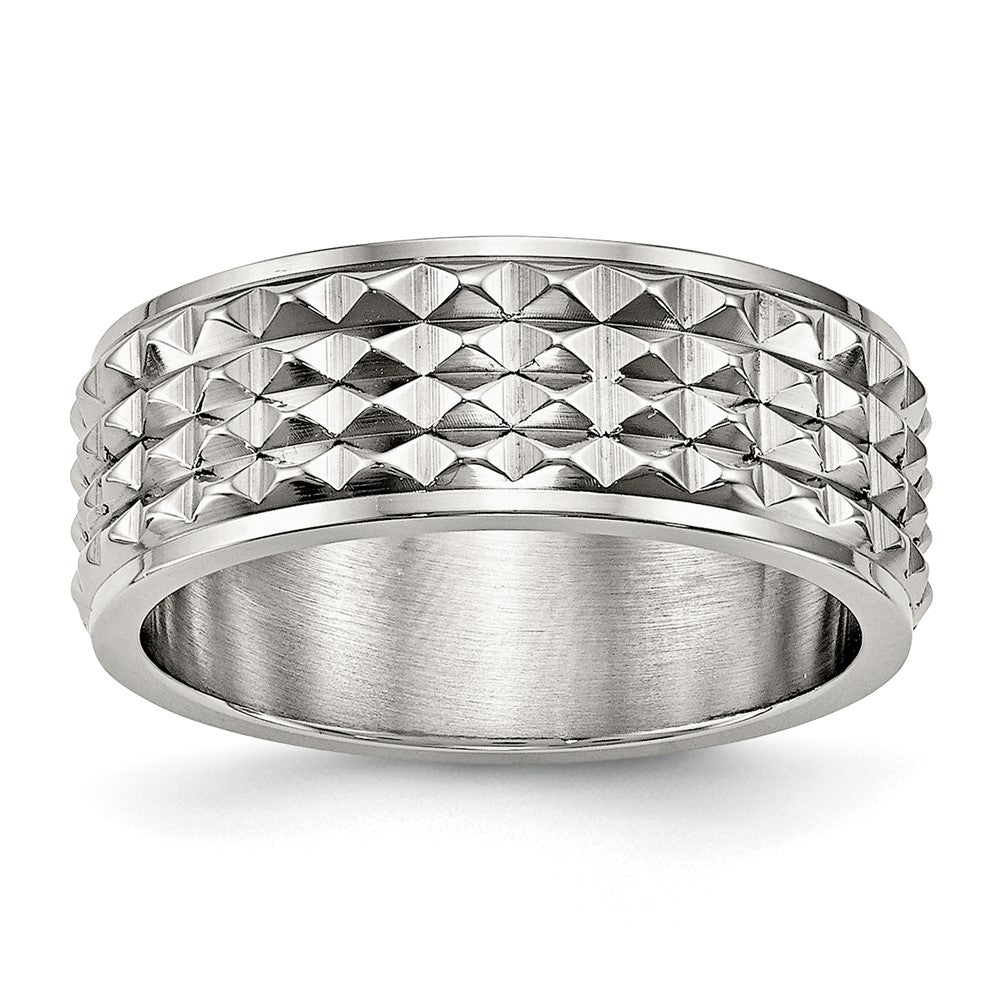 Chisel Stainless Steel Polished 8mm Studded Band