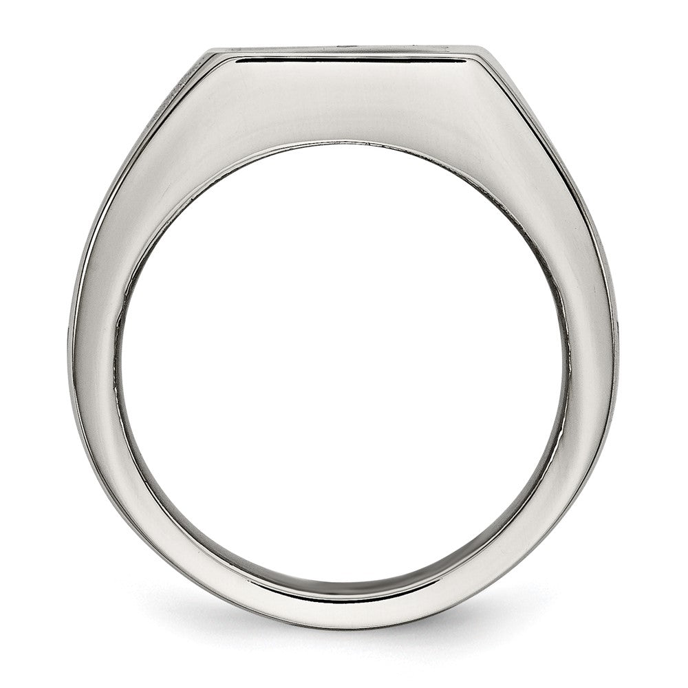 Chisel Stainless Steel Polished Carbon Fiber Inlay Signet Ring