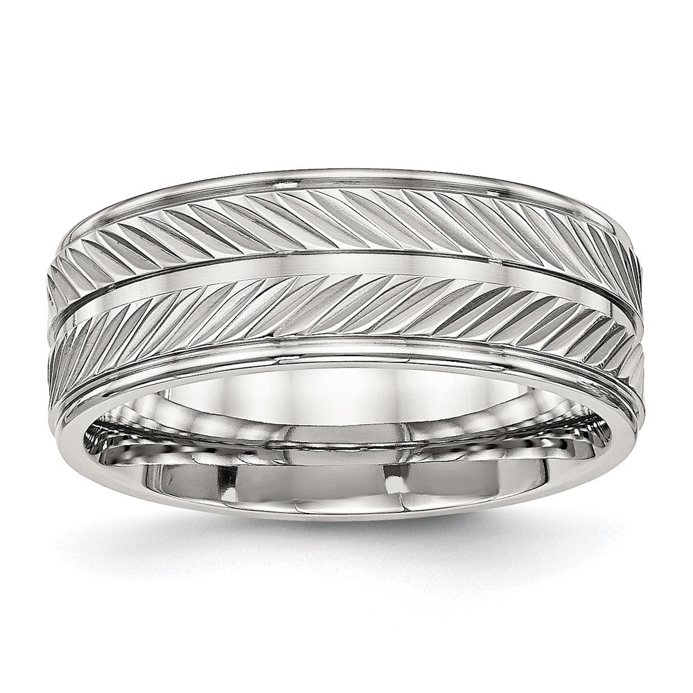 Stainless Steel Polished 8mm Grooved Ring