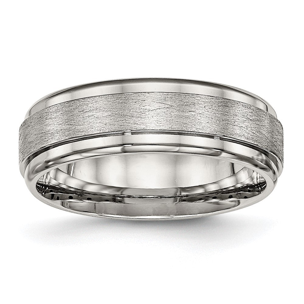 Chisel Stainless Steel Brushed and Polished 7mm Ridged Edge Band