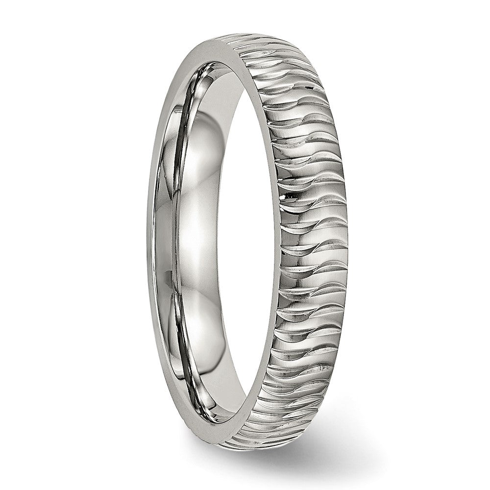 Chisel Stainless Steel Polished and Textured 4mm Band