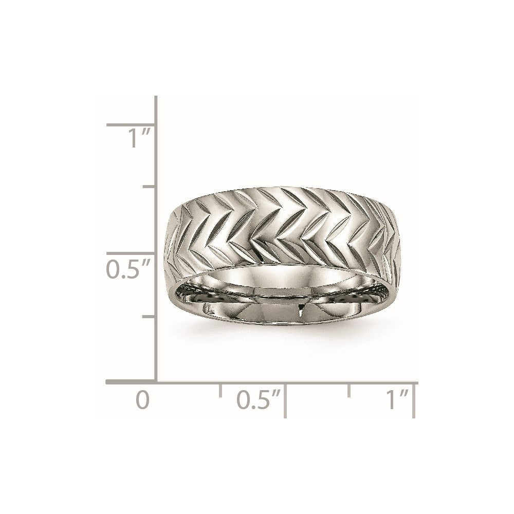 Stainless Steel Polished Diamond Cut 8mm Band