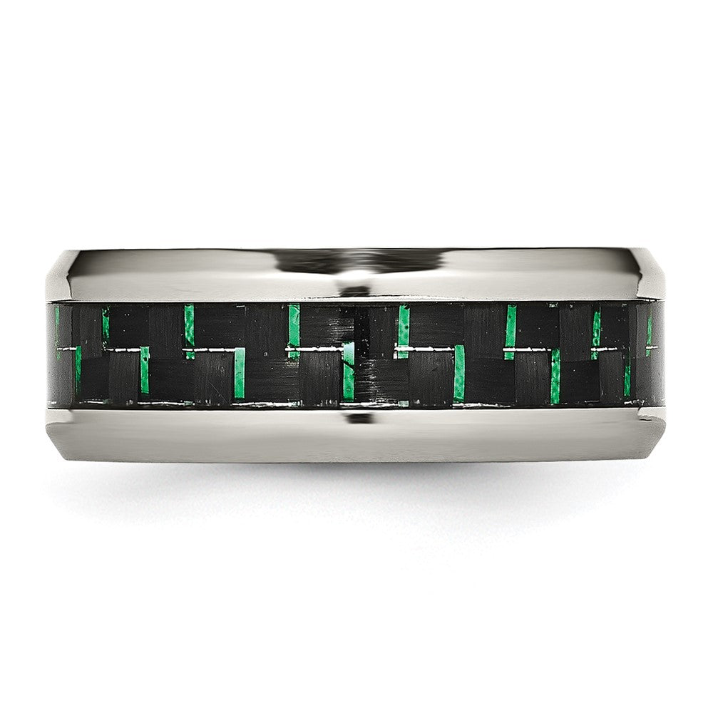 Chisel Stainless Steel Polished with Black and Green Carbon Fiber Inlay 8mm Band