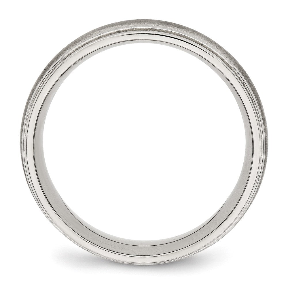 Stainless Steel Polished w/Brushed Center 7mm Ridged Edge Band