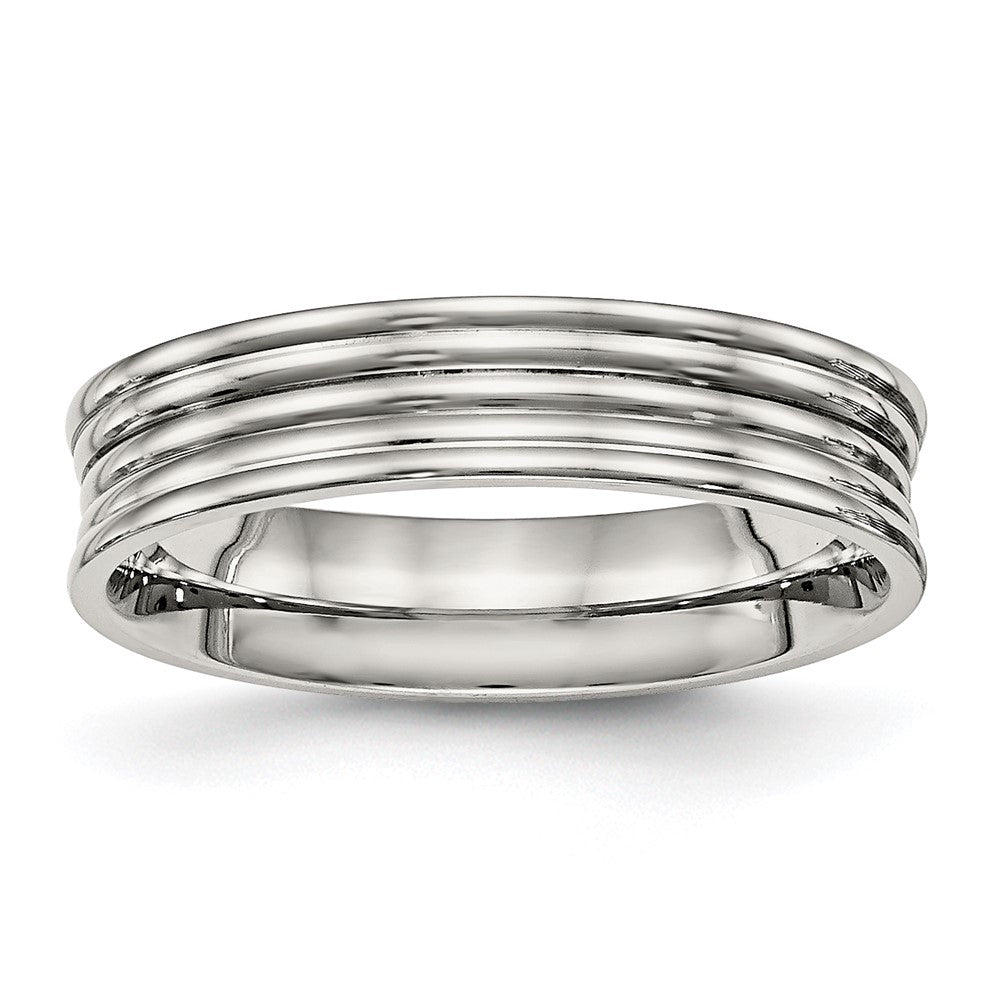 Stainless Steel Polished Ridged 5mm Band