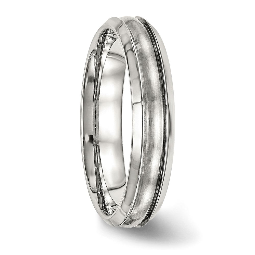 Stainless Steel Polished w/Brushed Center Ridged 5mm Band