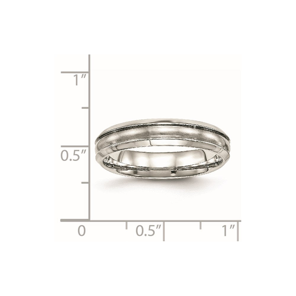 Stainless Steel Polished w/Brushed Center Ridged 5mm Band