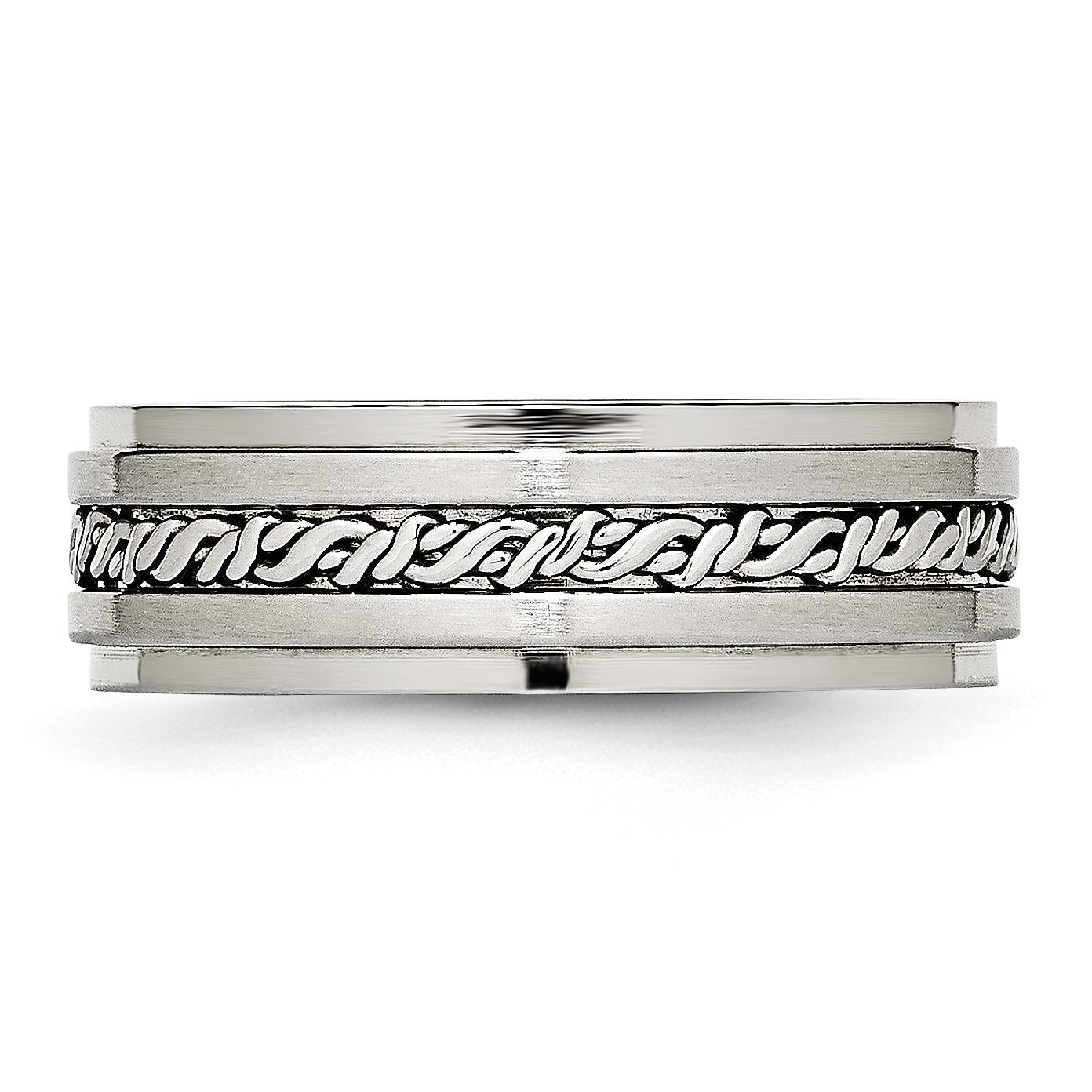 Stainless Steel Brushed and Polished Braided 7.00mm Band