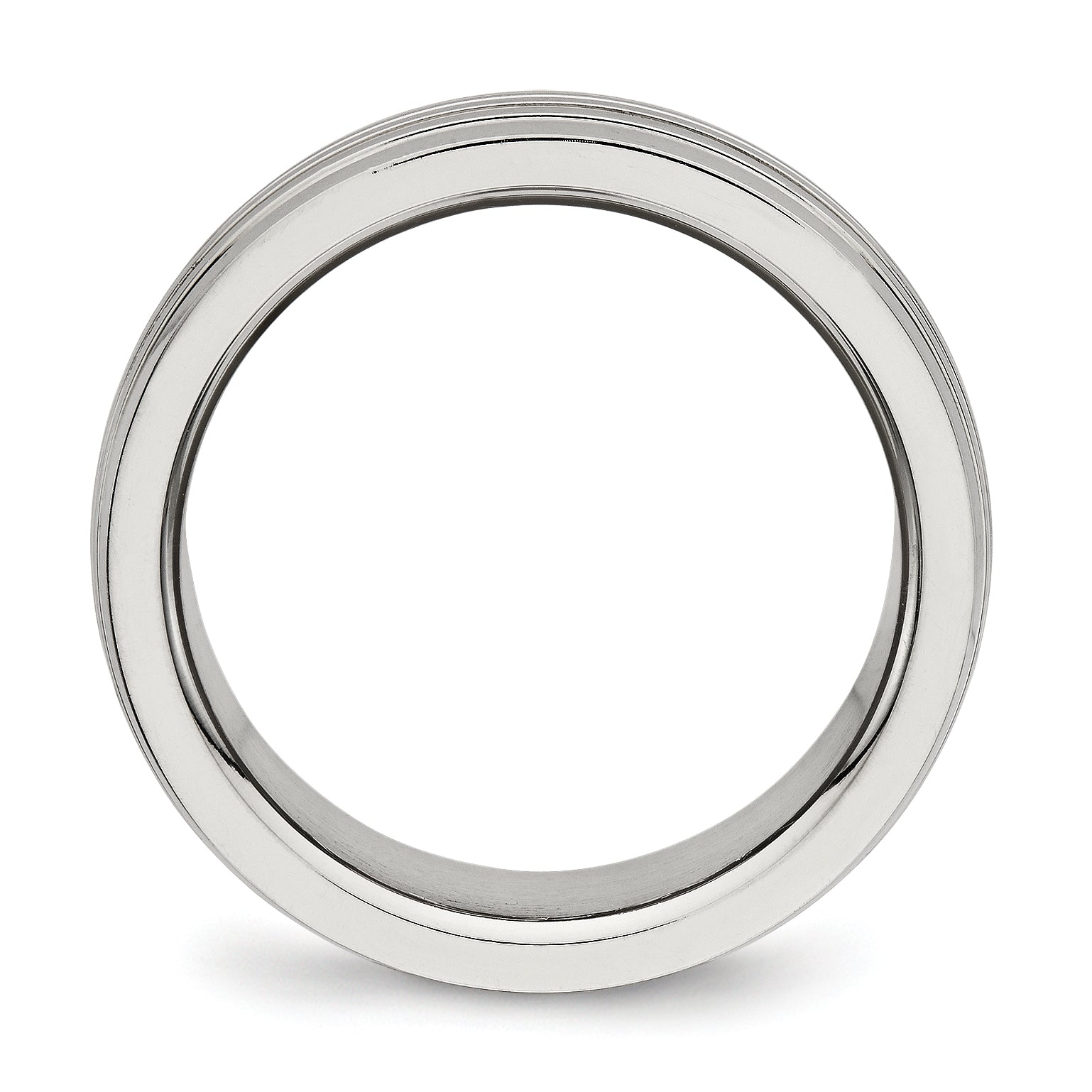 Stainless Steel Polished Grooved Ring 11 Size