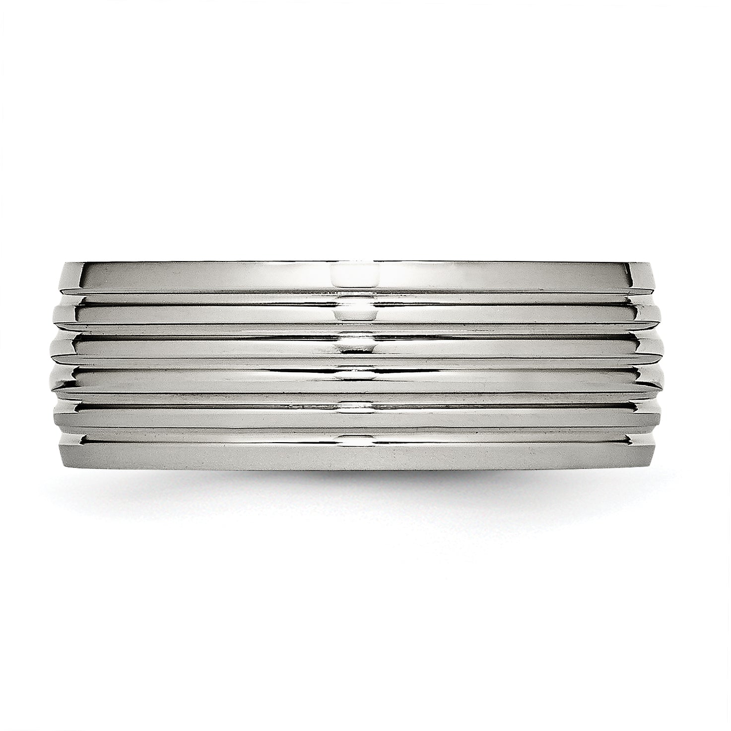 Stainless Steel Polished Grooved Ring 11 Size