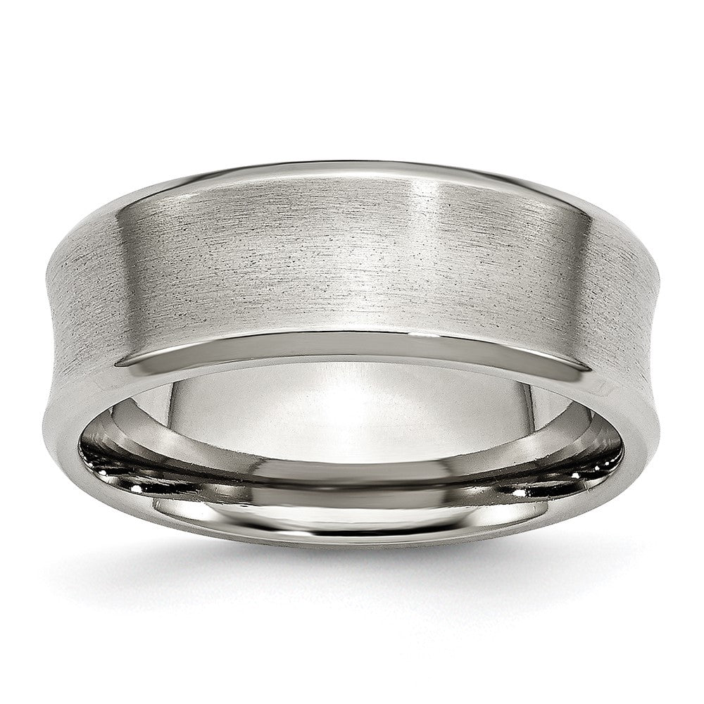 Stainless Steel Brushed Concave 8mm Beveled Edge Band