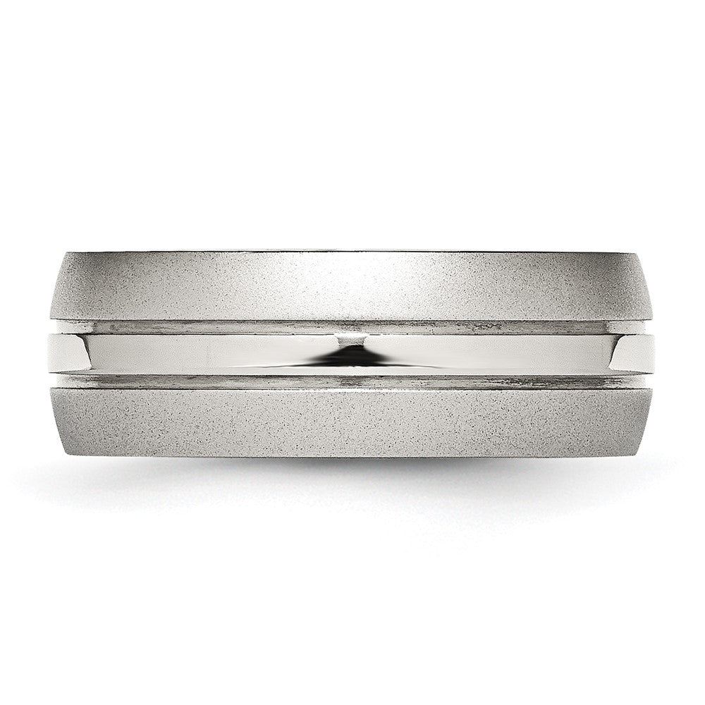 Stainless Steel Grooved 8mm Brushed and Polished Band