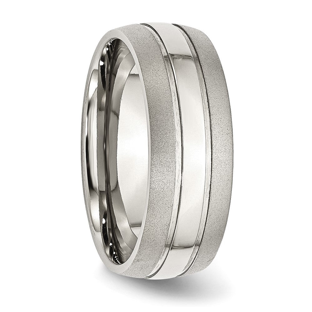 Stainless Steel Grooved 8mm Brushed and Polished Band