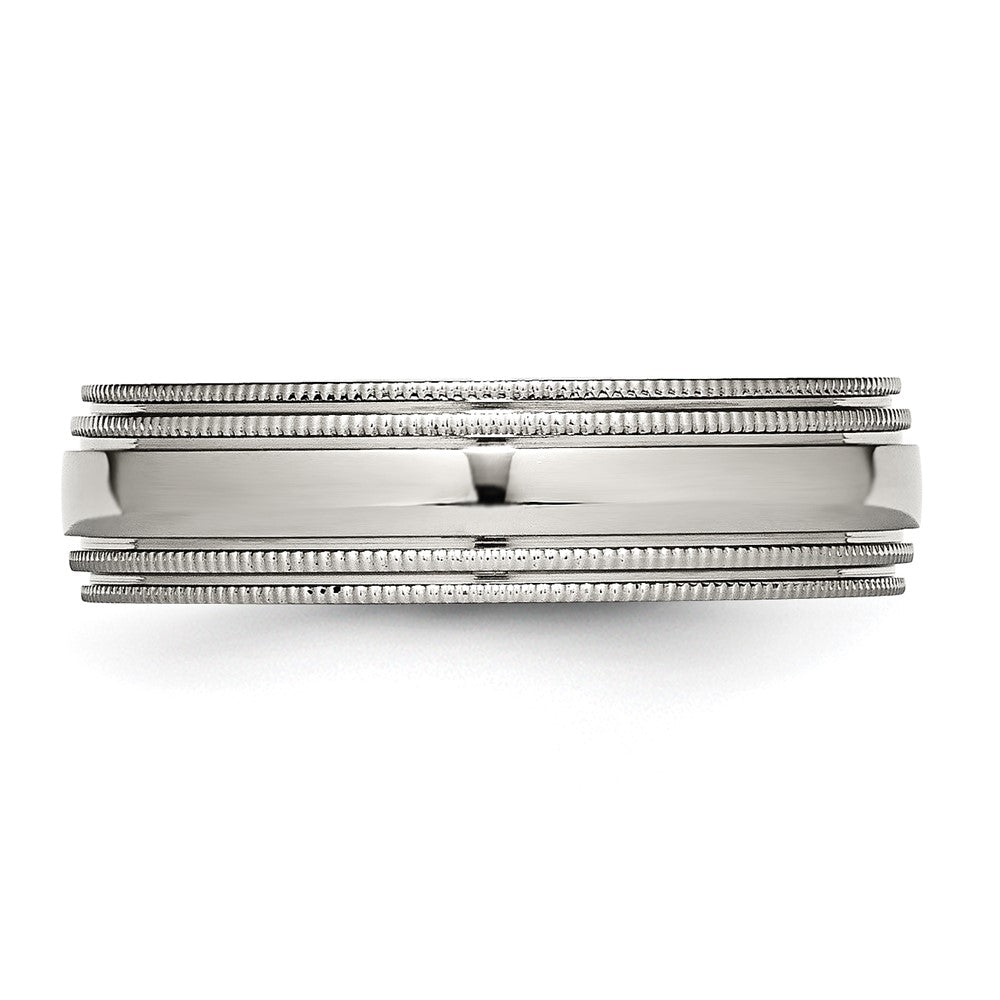 Chisel Stainless Steel Polished 6mm Grooved and Beaded Band