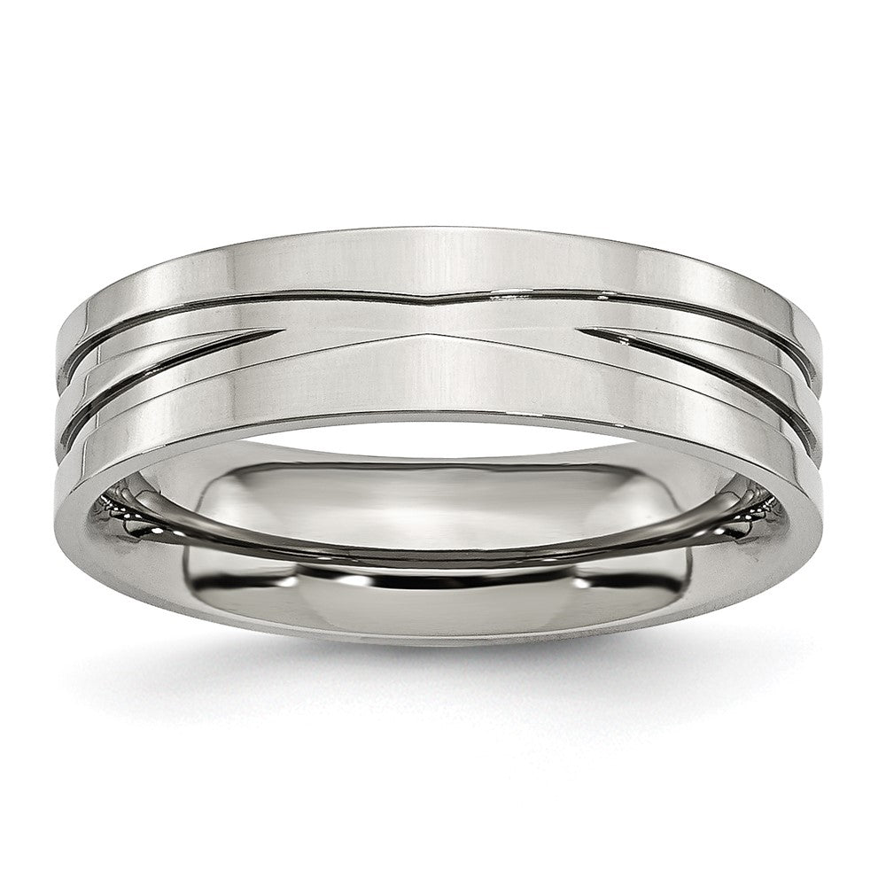 Stainless Steel Polished 6mm Grooved Band