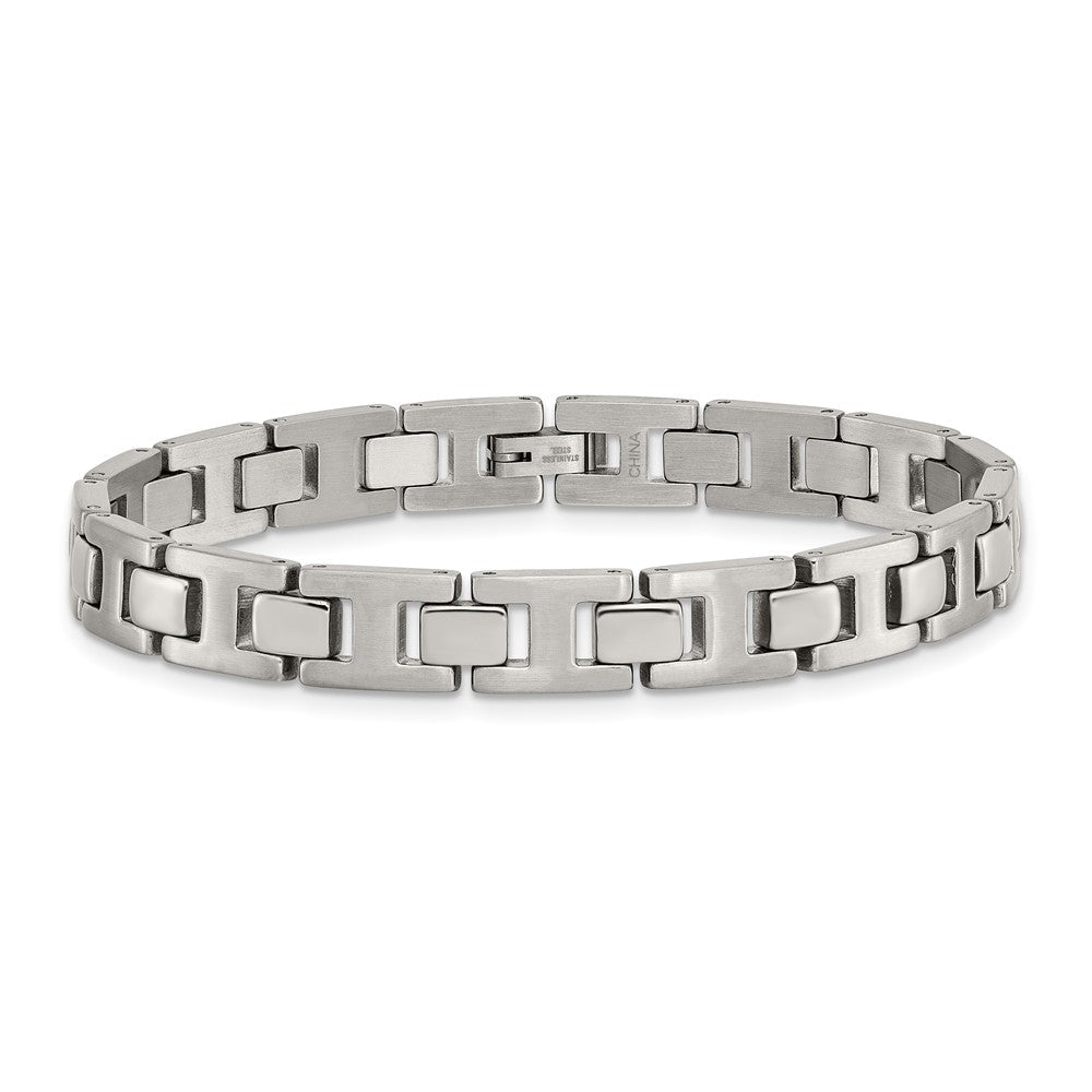 Chisel Stainless Steel Brushed and Polished 8.5 inch Link Bracelet