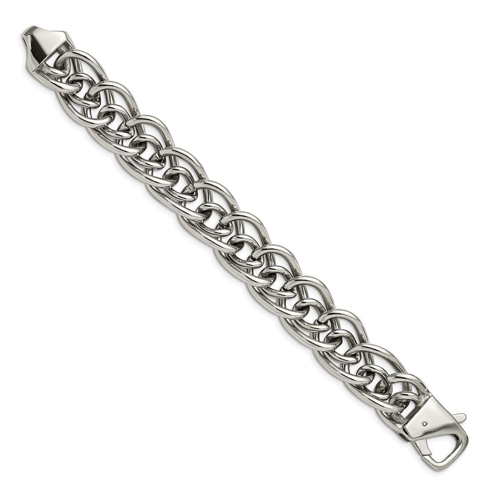 Chisel Stainless Steel Polished Large and Small Oval Link 8.25 inch Bracelet