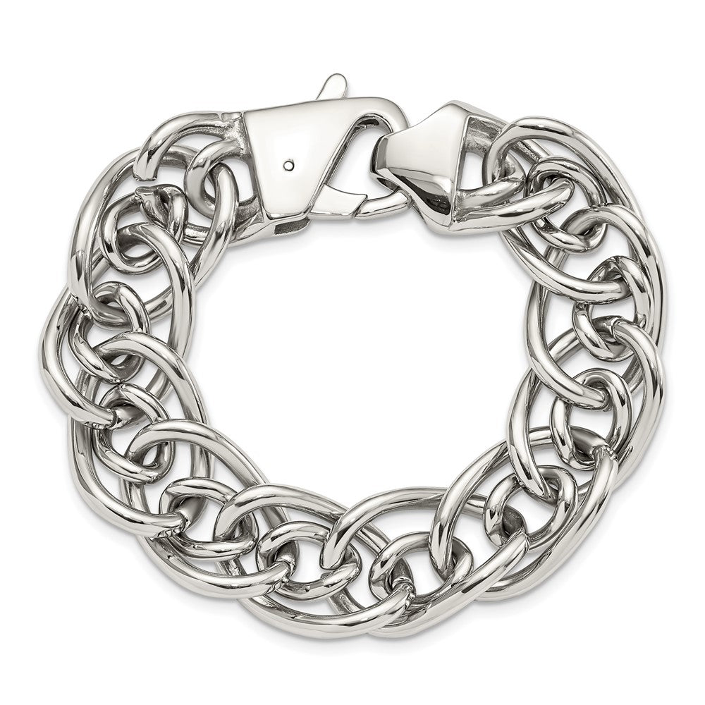 Chisel Stainless Steel Polished Large and Small Oval Link 8.25 inch Bracelet