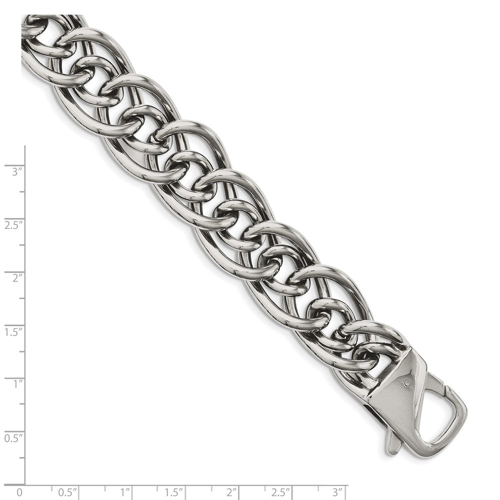 Chisel Stainless Steel Polished Large and Small Oval Link 8.25 inch Bracelet