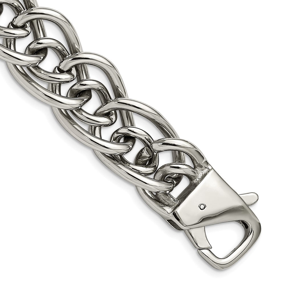 Chisel Stainless Steel Polished Large and Small Oval Link 8.25 inch Bracelet