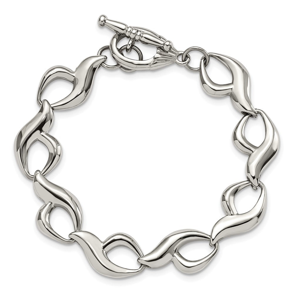 Stainless Steel Polished Fancy Link 8.25in Toggle Bracelet