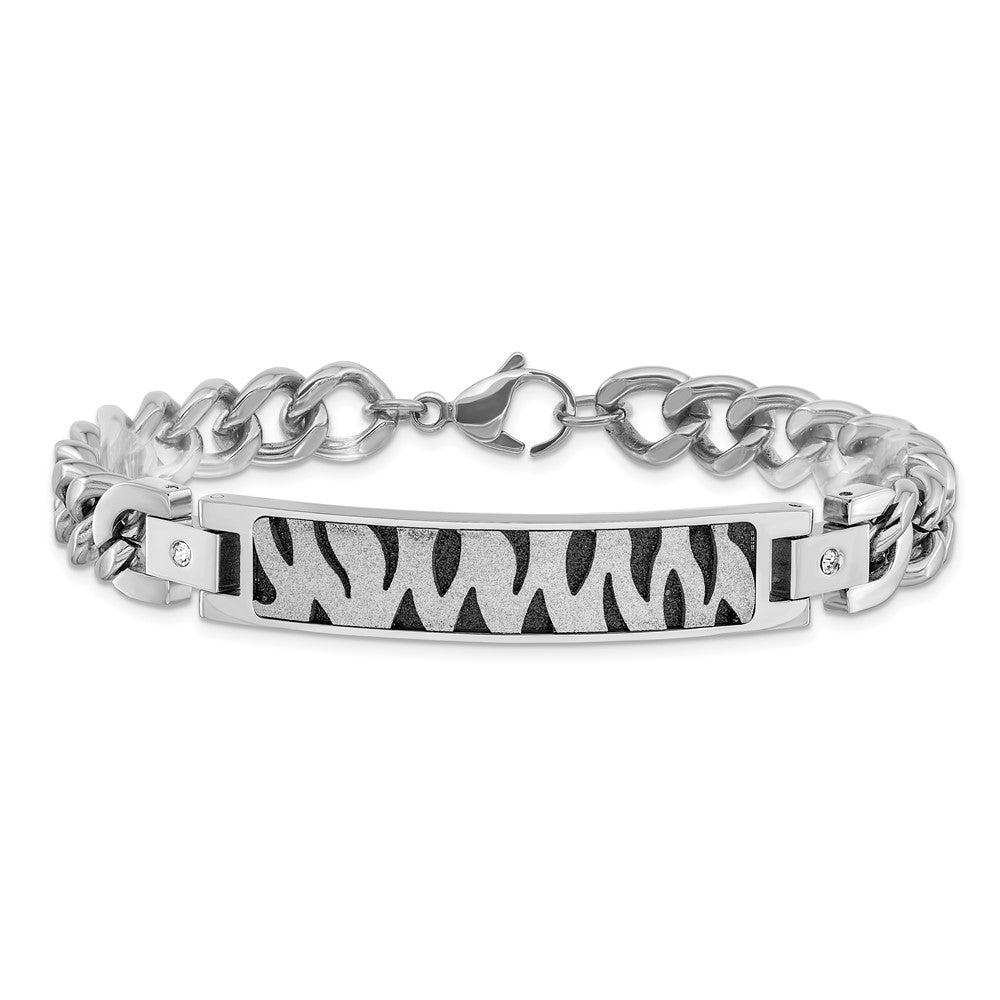 Stainless Steel Black IP-plated & Laser Cut CZ Bracelet