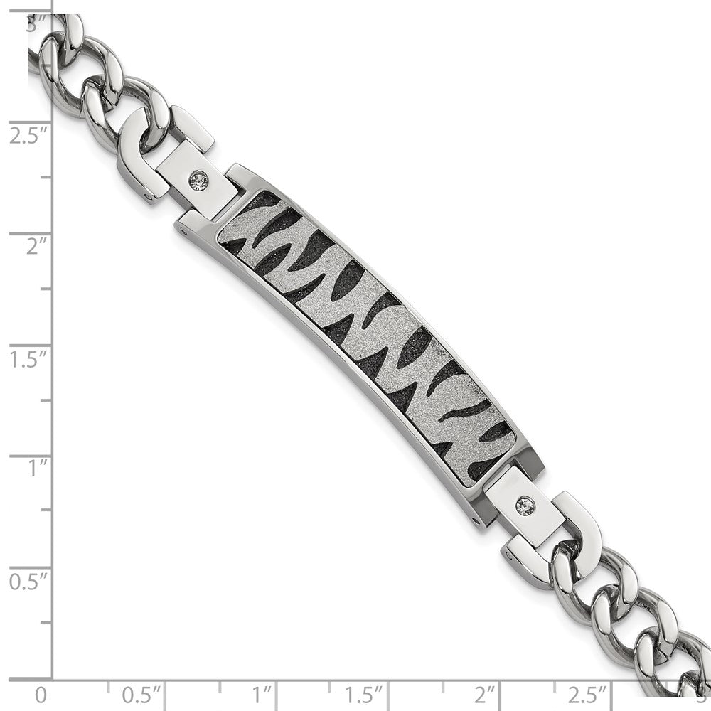 Stainless Steel Black IP-plated & Laser Cut CZ Bracelet