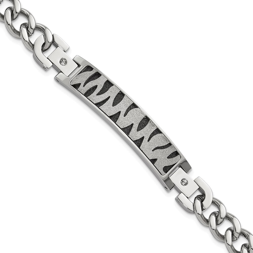 Stainless Steel Black IP-plated & Laser Cut CZ Bracelet